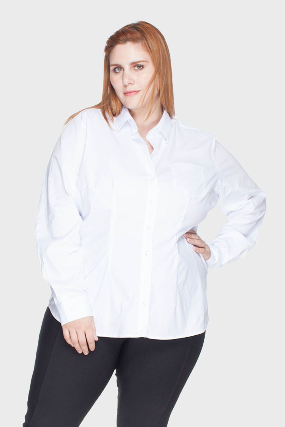 Camisa Acinturada Algodão com Elastano Plus Size Camisa Acinturada Algodão com Elastano Plus Size