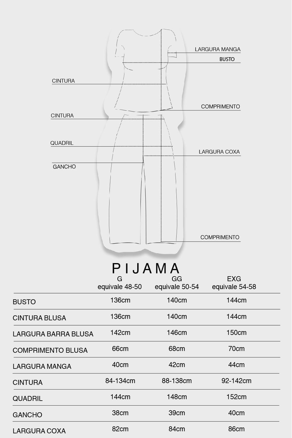Pijama Clássico Gal Plus Size